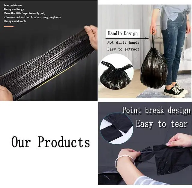 Alt view image 2 of 6 - Small Black Trash Bags,200 Counts Thicken Value Pack 4 Gallon Trash Bag,Small Garbage Bags for Office,Kitchen,Bedroom Waste Bin