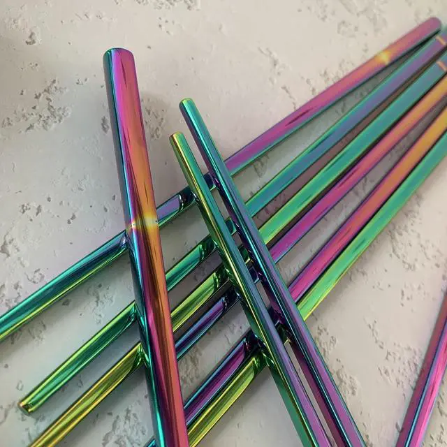 Alt view image 5 of 7 - 5pairs Polished Multicolor Rainbow 304 Stainless Steel Chopsticks Set,Metal Chopsticks Reusable, Dishwasher Safe, Traditional Chopstick,9.3inch,Chinese Japanese Chop stick