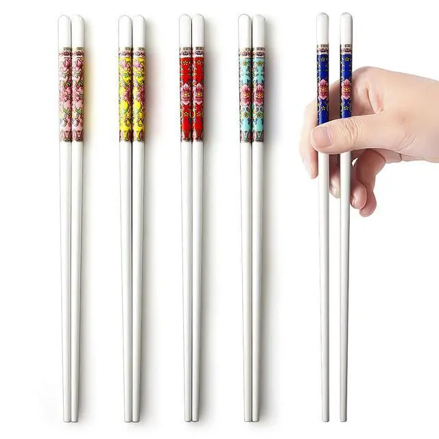 Alt view image 3 of 6 - Chopsticks, 5 Pairs Chopsticks Reusable, Bone China, Dishwasher Safe, 9 1/2 Inches Chop Sticks Gift Set