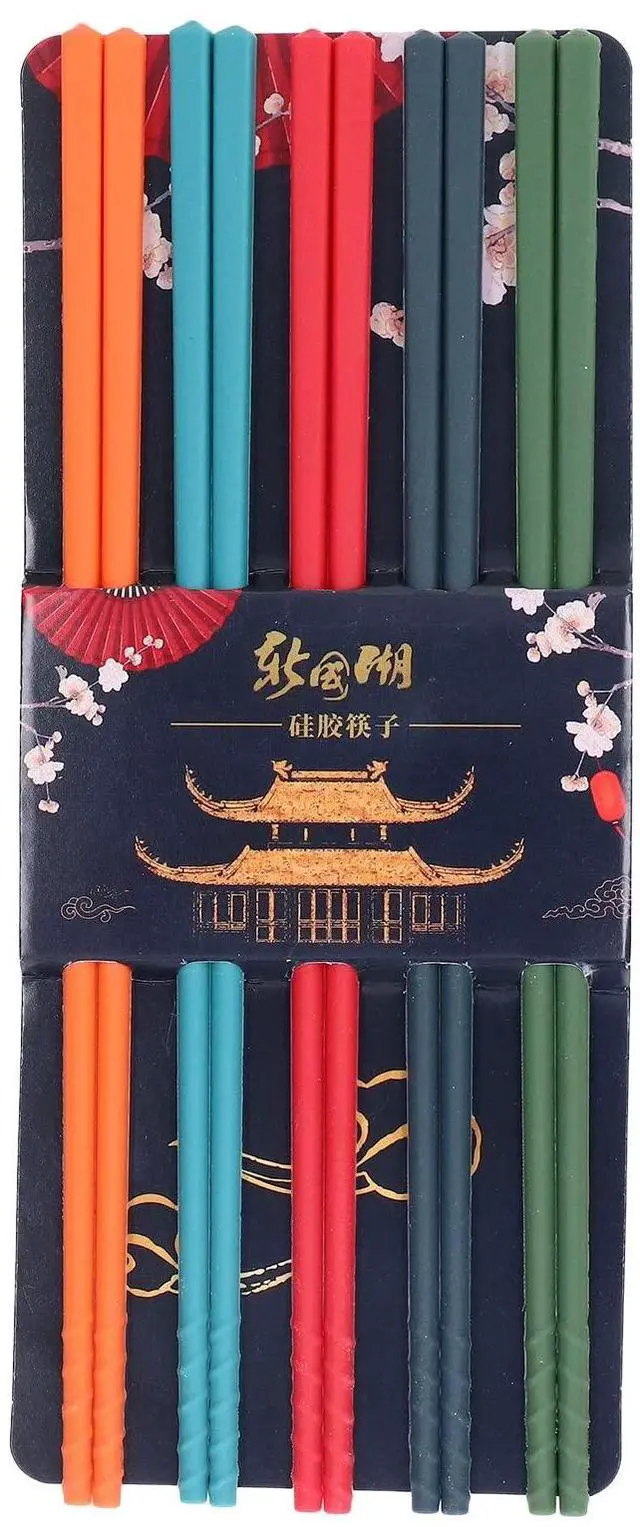 Main image of Chopsticks Set, 5 Pairs Multicolor Reusable Chop Sticks Silicone