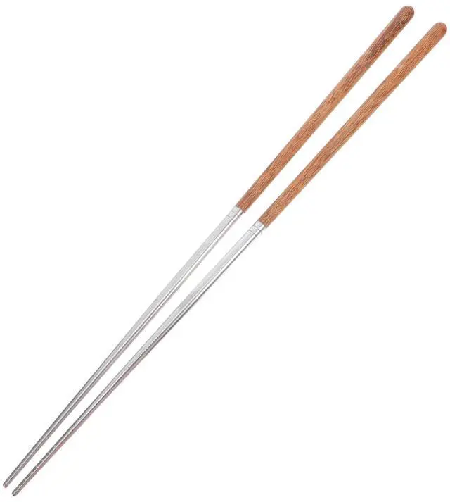 Main image of 15.75 Inch Long Cooking Chopsticks, Stainless Steel with Wooden Handle, Non-Slip Utensil for Chinese Cooking, Hot Pot, BBQ, Noodles and Deep Frying, 1 Pair