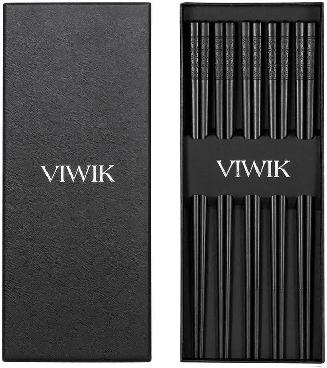 Main image of 5 Pairs Premium Reusable Chopsticks, Anti-Slip Fiberglass Chop Sticks, Food-Grade Dishwasher Safe Heat-Resistant Durable Utensils for Sushi Japanese Korean Chopstick Gift Set 9.5 Inch