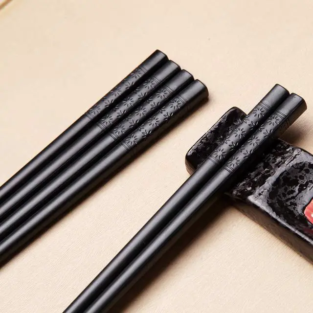 Alt view image 6 of 6 - 5 Pairs Premium Reusable Chopsticks, Anti-Slip Fiberglass Chop Sticks, Food-Grade Dishwasher Safe Heat-Resistant Durable Utensils for Sushi Japanese Korean Chopstick Gift Set 9.5 Inch