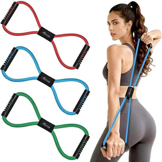 Main image of Resistance Bands, Figure 8 Exercise Bands for Women Men, 8 Shaped Resistance Bands for Arms, Chest Expander, Yoga Gym Fitness Pulling Rope 8 Word Elastic for Exercise Muscle Training Tubing