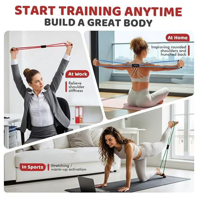 Alt view image 3 of 6 - Resistance Bands, Figure 8 Exercise Bands for Women Men, 8 Shaped Resistance Bands for Arms, Chest Expander, Yoga Gym Fitness Pulling Rope 8 Word Elastic for Exercise Muscle Training Tubing