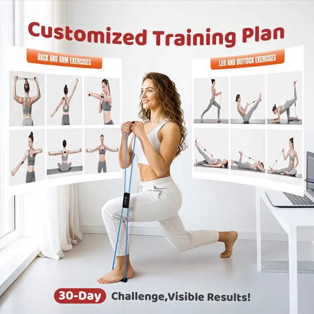 Alt view image 4 of 6 - Resistance Bands, Figure 8 Exercise Bands for Women Men, 8 Shaped Resistance Bands for Arms, Chest Expander, Yoga Gym Fitness Pulling Rope 8 Word Elastic for Exercise Muscle Training Tubing