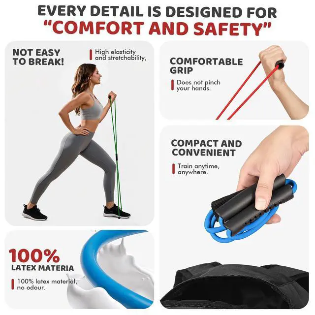 Alt view image 5 of 6 - Resistance Bands, Figure 8 Exercise Bands for Women Men, 8 Shaped Resistance Bands for Arms, Chest Expander, Yoga Gym Fitness Pulling Rope 8 Word Elastic for Exercise Muscle Training Tubing