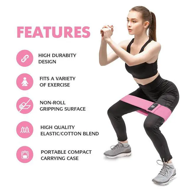 Alt view image 2 of 7 - Resistance Bands Set, Exercise Bands with Non-Slip Design for Hips & Glutes, 3 Levels Workout Bands for Women and Men, Booty Bands for Home Fitness, Yoga, Pilates
