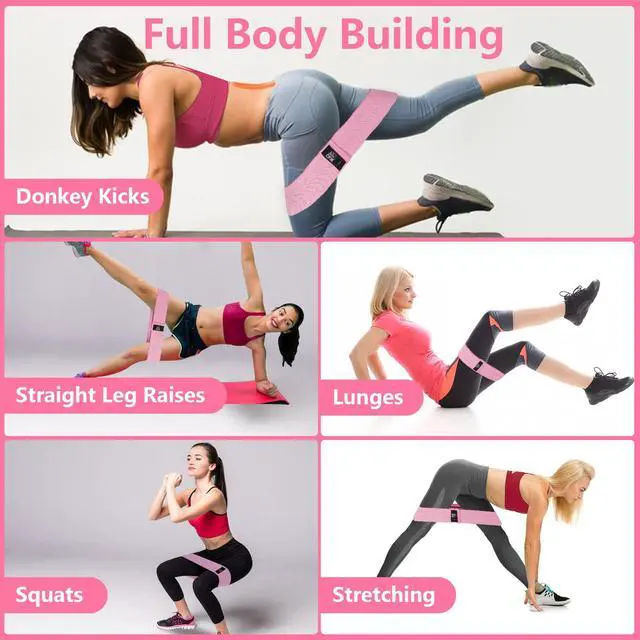 Alt view image 7 of 7 - Resistance Bands Set, Exercise Bands with Non-Slip Design for Hips & Glutes, 3 Levels Workout Bands for Women and Men, Booty Bands for Home Fitness, Yoga, Pilates