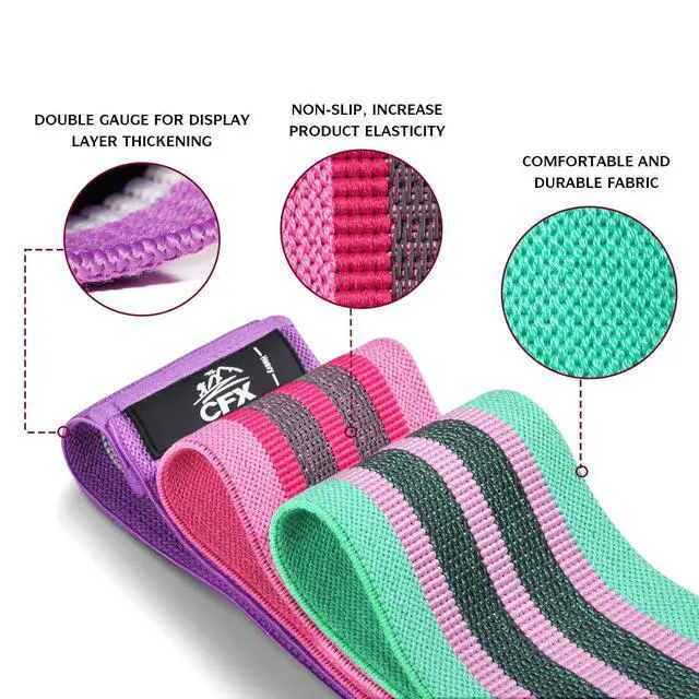 Alt view image 3 of 7 - Resistance Bands Set, Exercise Bands with Non-Slip Design for Hips & Glutes, 3 Levels Workout Bands for Women and Men, Booty Bands for Home Fitness, Yoga, Pilates