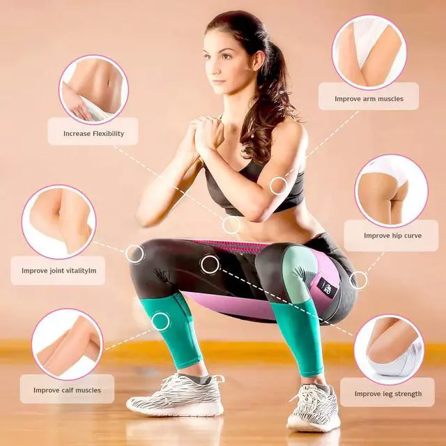 Alt view image 6 of 7 - Resistance Bands Set, Exercise Bands with Non-Slip Design for Hips & Glutes, 3 Levels Workout Bands for Women and Men, Booty Bands for Home Fitness, Yoga, Pilates