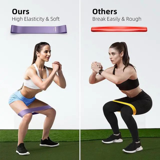 Alt view image 4 of 6 - Resistance Bands for Working Out, 5-Pack Elastic Loop Exercise Bands for Strength Training Stretching, Home Gym Equipment for Pilates Yoga Physical Therapy, Leg Glute Arm Workout Kit for Women Men