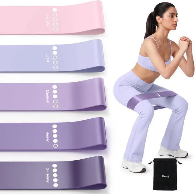 Main image of Resistance Bands for Working Out, 5-Pack Elastic Loop Exercise Bands for Strength Training Stretching, Home Gym Equipment for Pilates Yoga Physical Therapy, Leg Glute Arm Workout Kit for Women Men