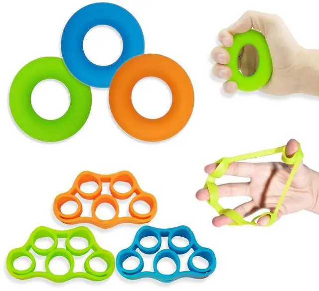 Main image of Hand Grip Strengthener, Finger Exerciser, Grip Strength Trainer (6 PCS),New Material,Forearm Grip Workout, Finger Stretcher, Relieve Wrist Pain, Carpal Tunnel (Large)