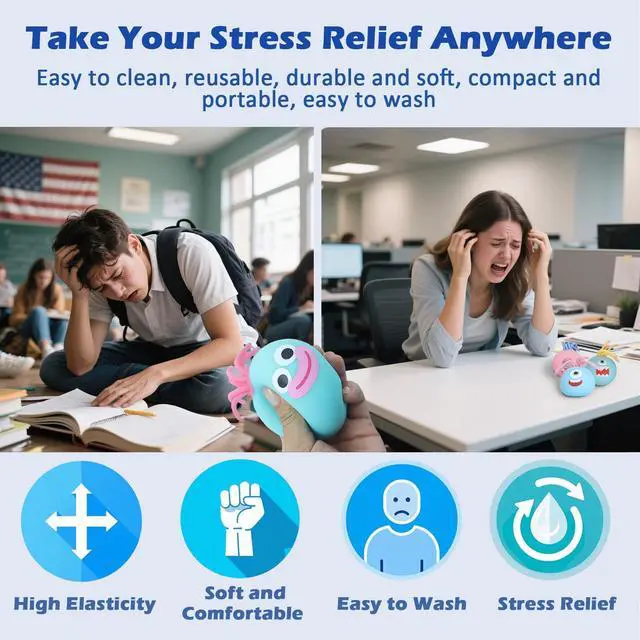 Alt view image 3 of 6 - Squishy Toys Sensory Toy, Stress Relief Ball for Adults, Wrist Rehab Therapy Hand Grip Equipment Ball Squishy Tools for Women and Men