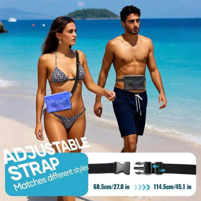 Alt view image 2 of 7 - Waterproof Bag Fanny Packs for Women, Cruise Vacation Essentials Waterproof Pouch for Phone Passport Purse, Floating Dry Bags for Beach Water Park Boating Fishing Diving Surfing Kayaking Accessories