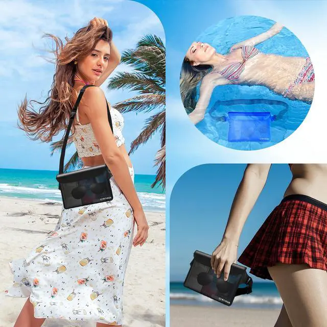 Alt view image 3 of 7 - Waterproof Bag Fanny Packs for Women, Cruise Vacation Essentials Waterproof Pouch for Phone Passport Purse, Floating Dry Bags for Beach Water Park Boating Fishing Diving Surfing Kayaking Accessories