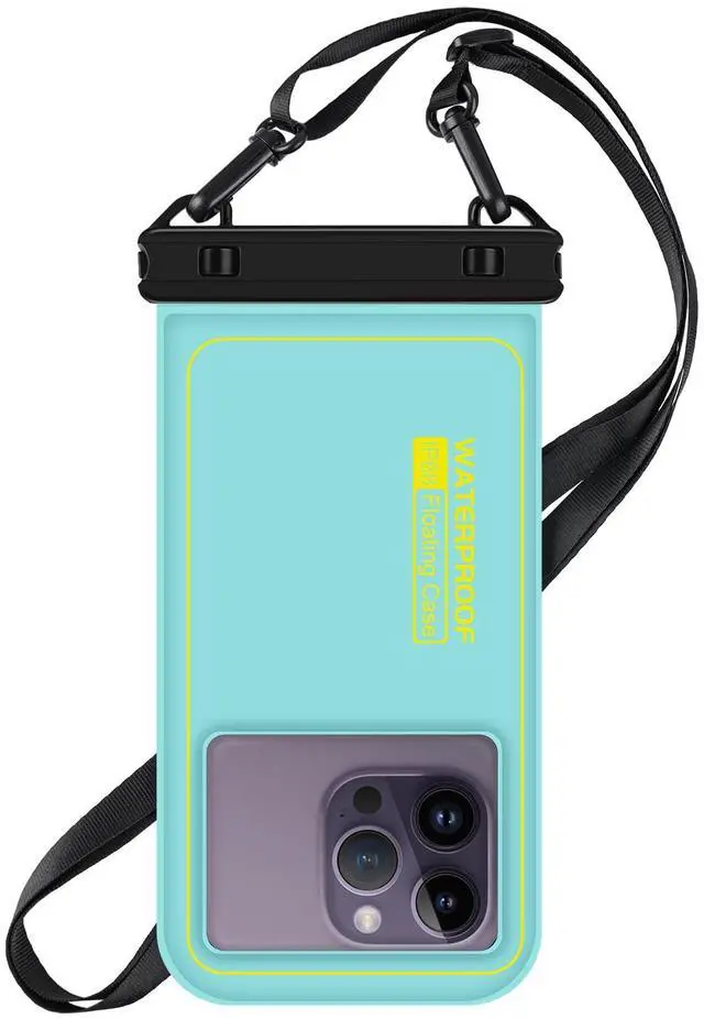 Main image of Floating Waterproof Phone Pouch, Water Proof Cell Phone Dry Bag with Adjustable Lanyard, IP68 Waterproof Phone Case for iPhone 16 Pro 15 14 13 Pro Max Samsung Galaxy Google, Up to 6.7'' Green