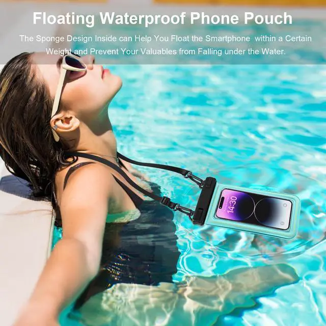 Alt view image 2 of 7 - Floating Waterproof Phone Pouch, Water Proof Cell Phone Dry Bag with Adjustable Lanyard, IP68 Waterproof Phone Case for iPhone 16 Pro 15 14 13 Pro Max Samsung Galaxy Google, Up to 6.7'' Green