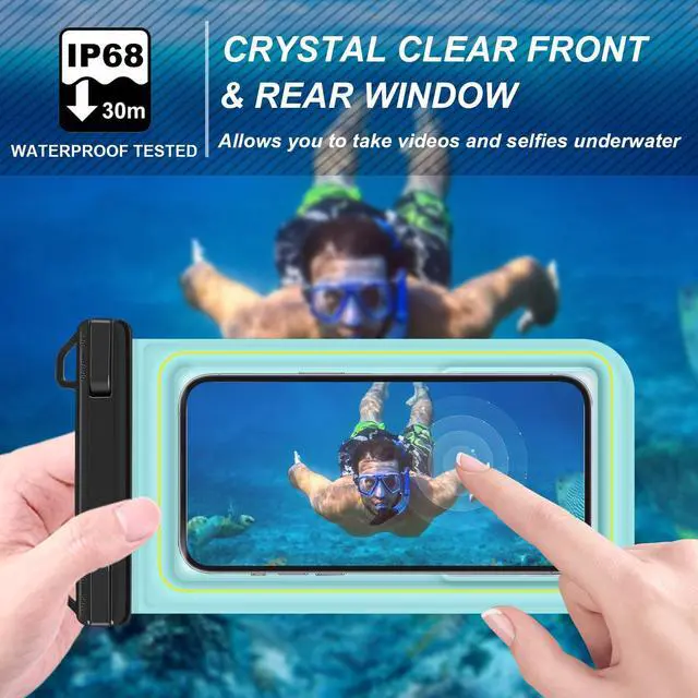 Alt view image 5 of 7 - Floating Waterproof Phone Pouch, Water Proof Cell Phone Dry Bag with Adjustable Lanyard, IP68 Waterproof Phone Case for iPhone 16 Pro 15 14 13 Pro Max Samsung Galaxy Google, Up to 6.7'' Green