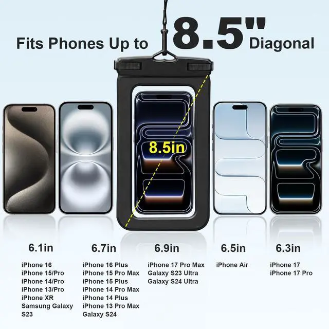 Alt view image 3 of 7 - Waterproof Phone Pouch with Touch Screen, Secure Phone Protector for Beach, Kayaking & Water Activities, Fits Large Phones