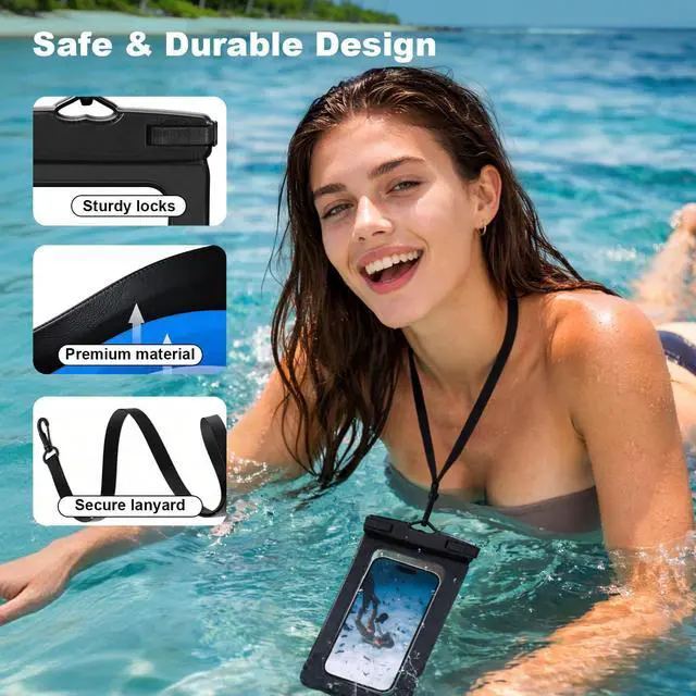 Alt view image 4 of 7 - Waterproof Phone Pouch with Touch Screen, Secure Phone Protector for Beach, Kayaking & Water Activities, Fits Large Phones