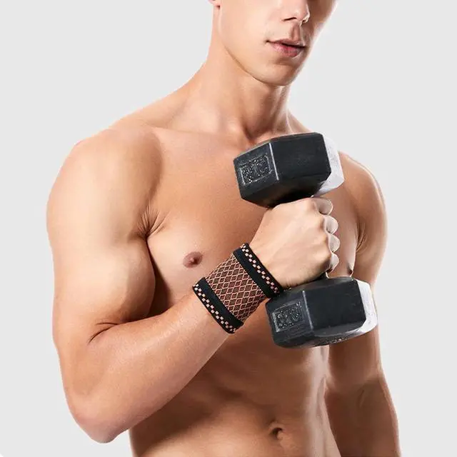 Alt view image 6 of 7 - Copper Wrist Compression Brace (2Pcs), Elastic Wrist Support Sleeve Wrist Braces for Tendonitis, Arthritis, Carpal Tunnel Pain Relief, Soft Wrist Wrap Wristbands for Sport, Fitness, Workout, Typing(S)