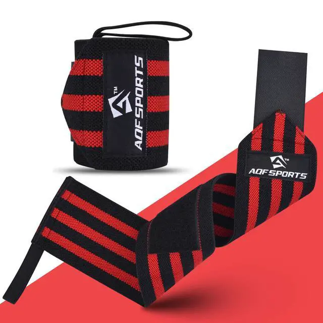 Alt view image 6 of 7 - Power Weight Lifting Wrist Wraps Supports with Thumb Loop for Gym Strength Training, Powerlifting, Bodybuilding and Deadlifts (Red & Black, 18")