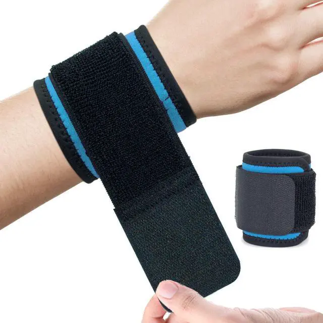 Main image of 2 PACK Wrist Wraps for Sports for Women/Men, Highly Elastic Adjustable Wrist Brace Sweat Bands Compression Support for Tennis/Gym/Fitness/Weightlifting/Carpal Tunnel/Pain Relief, Azure Blue