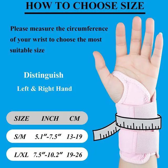 Alt view image 4 of 7 - Carpal Tunnel Wrist Brace, Adjustable Wrist Support Brace, Night Wrist Sleep Supports Splints Arm Stabilizer (Right Hand, S/M, Pink)