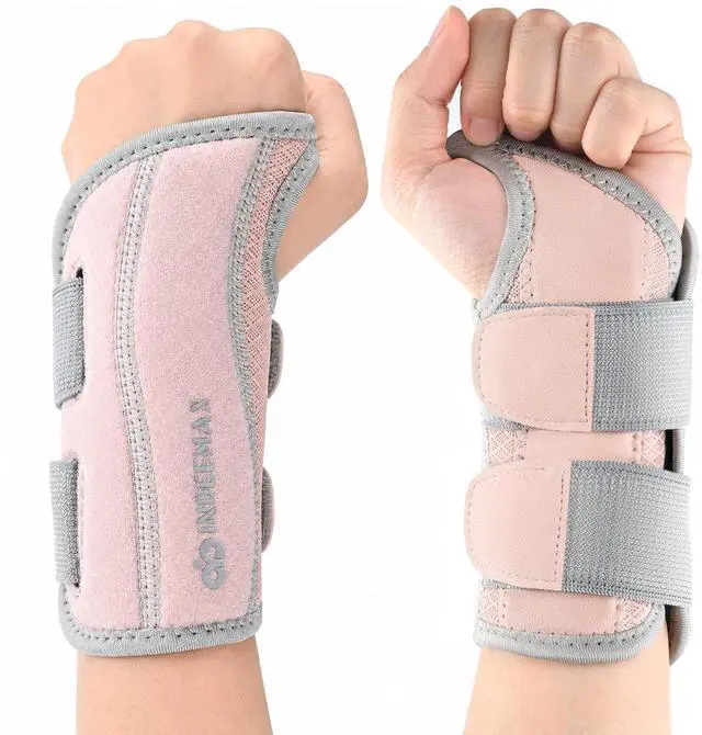Main image of Copper Carpal Tunnel Wrist Brace, Adjustable Wrist Support Splint for Night Sleep & Daytime Working, Hand Braces Pain Relief for Arthritis, Tendonitis, Sprain, Men & Women (Right Hand-Pink, S/M)