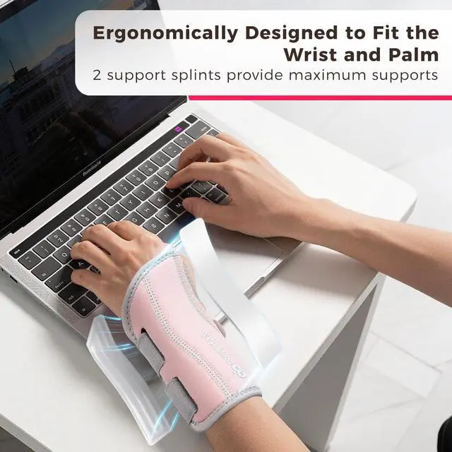 Alt view image 5 of 7 - Copper Carpal Tunnel Wrist Brace, Adjustable Wrist Support Splint for Night Sleep & Daytime Working, Hand Braces Pain Relief for Arthritis, Tendonitis, Sprain, Men & Women (Right Hand-Pink, S/M)