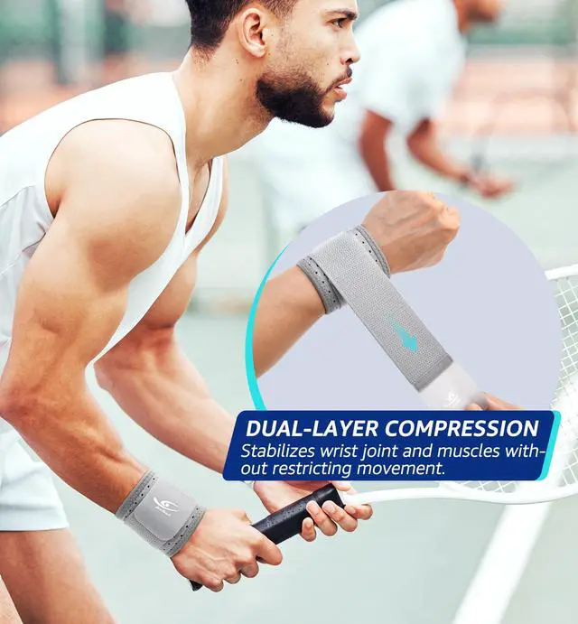 Alt view image 3 of 6 - Wrist Brace (2 PCS) - Adjustable Compression for Carpal Tunnel Arthritis Tendonitis Sprain Pain Relief | Wrist Support Wrist Wraps for Both Hands, Ideal for Sports & Gym Workouts (Gray)