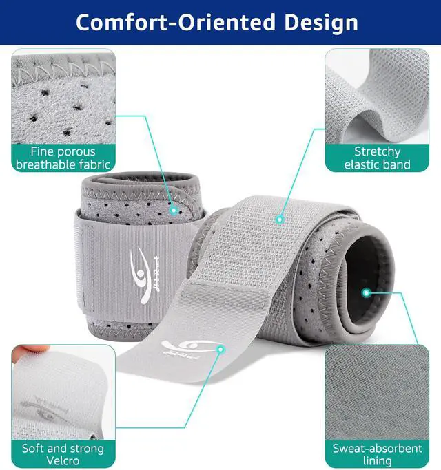 Alt view image 4 of 6 - Wrist Brace (2 PCS) - Adjustable Compression for Carpal Tunnel Arthritis Tendonitis Sprain Pain Relief | Wrist Support Wrist Wraps for Both Hands, Ideal for Sports & Gym Workouts (Gray)