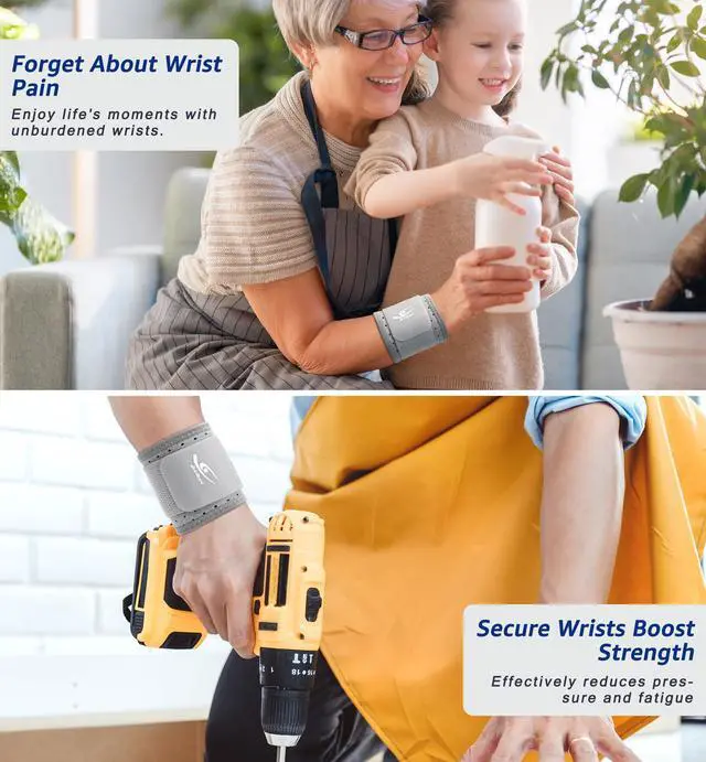 Alt view image 6 of 6 - Wrist Brace (2 PCS) - Adjustable Compression for Carpal Tunnel Arthritis Tendonitis Sprain Pain Relief | Wrist Support Wrist Wraps for Both Hands, Ideal for Sports & Gym Workouts (Gray)