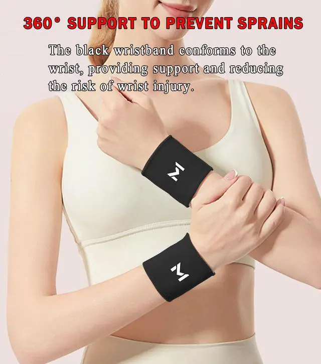 Alt view image 5 of 7 - 2 Pairs Wrist Compression Sleeve, Black White Elastic Wristbands, Soft Wrist Support Brace for Tendonitis, Arthritis, Sprains Pain Relief, Great for Fitness, Sports, Daily Use