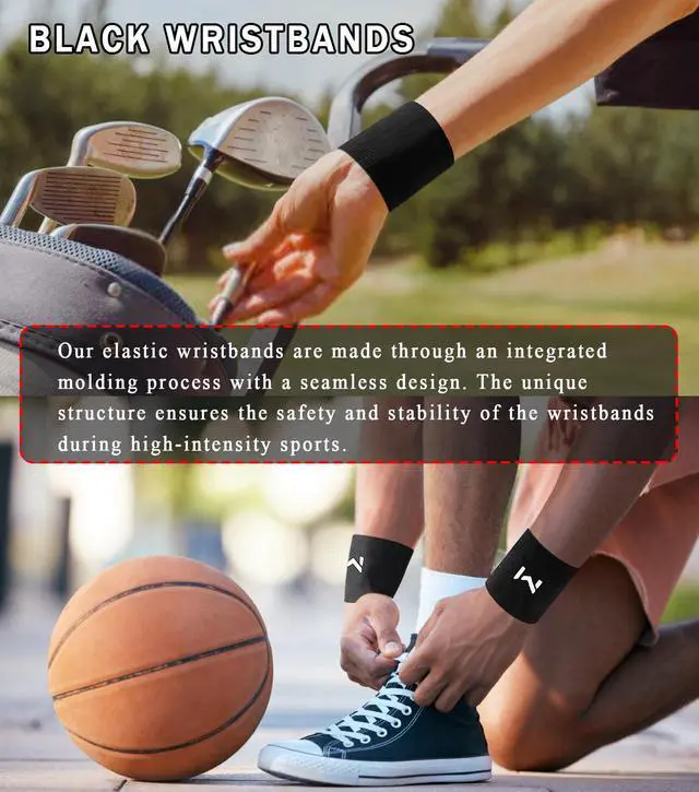 Alt view image 7 of 7 - 2 Pairs Wrist Compression Sleeve, Black White Elastic Wristbands, Soft Wrist Support Brace for Tendonitis, Arthritis, Sprains Pain Relief, Great for Fitness, Sports, Daily Use