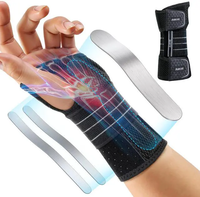 Main image of Carpal Tunnel Wrist Brace Left Hand, Adjustable Night Wrist Support with 3 Metal Splints, Hand Brace for Men Women No Pressure on Thumb, Splint Stabilizer for Work, Arthritis, Gray Medium