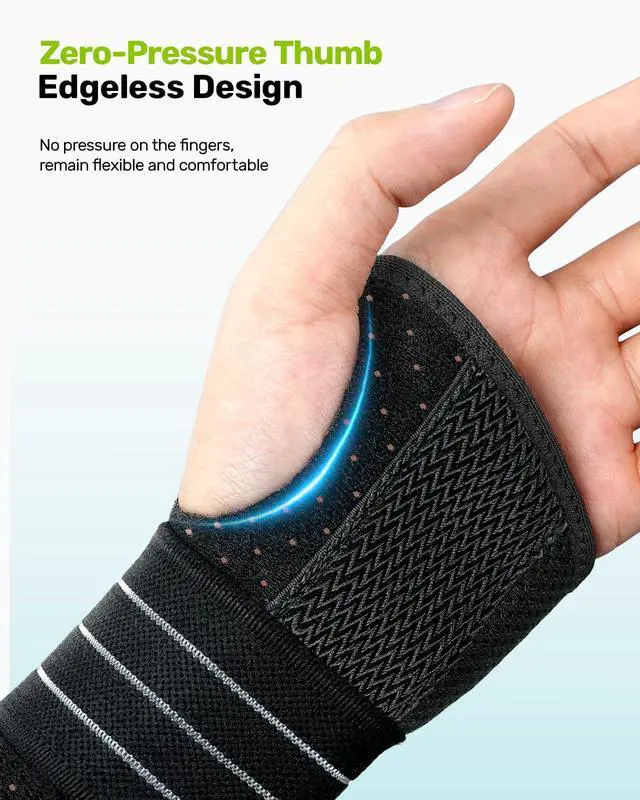 Alt view image 4 of 7 - Carpal Tunnel Wrist Brace Left Hand, Adjustable Night Wrist Support with 3 Metal Splints, Hand Brace for Men Women No Pressure on Thumb, Splint Stabilizer for Work, Arthritis, Gray Medium