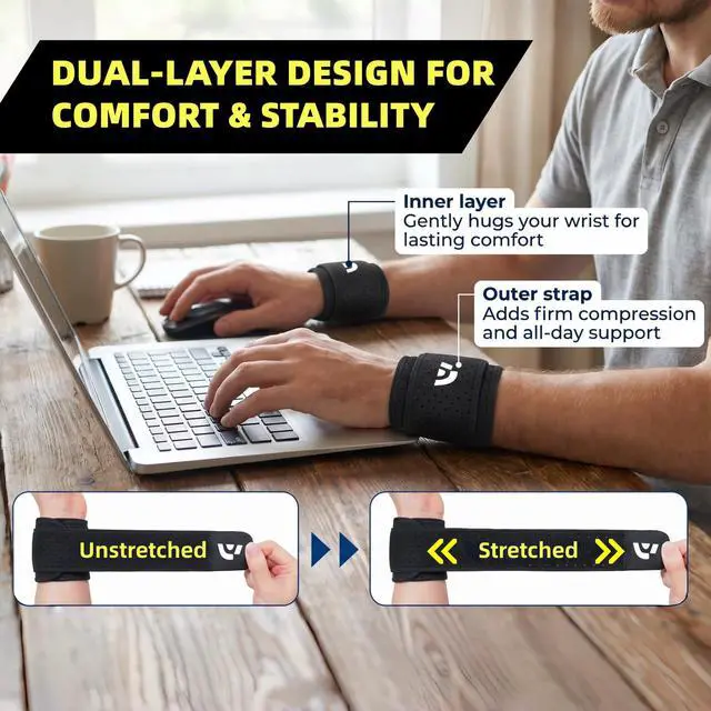 Alt view image 2 of 7 - Wrist Braces Breathable Wrist Wraps, Adjustable Left & Right Wrist Support, Ideal for Weightlifting, Gym, Workouts