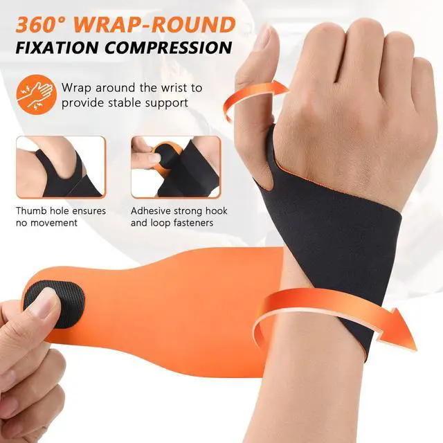 Alt view image 3 of 7 - 2PCS Ulnar Wrist Brace for Right & Left Hand, Ultra-Thin Elastic Wrist Wrap Compression for TFCC Tear and Repetitive Wrist Use Injury, Wrist Support for Carpal Tunnel, Tendonitis, Pain Relief (Black)