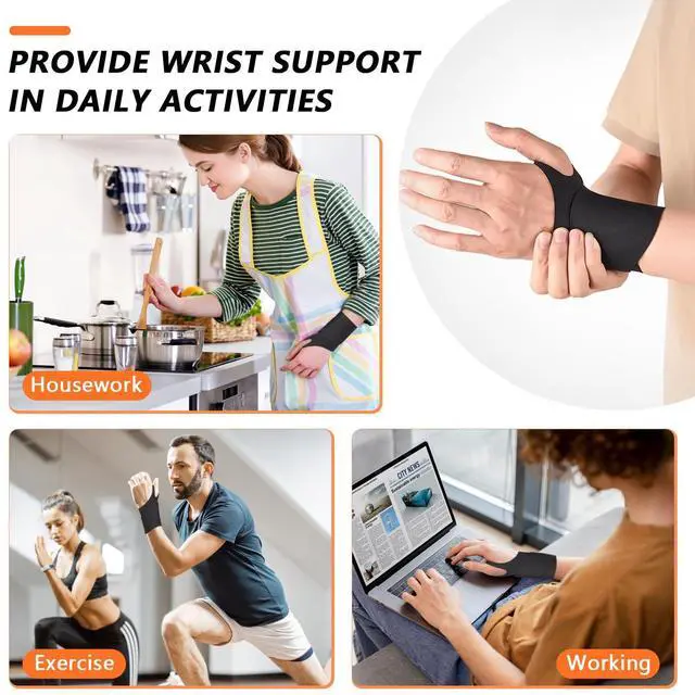 Alt view image 6 of 7 - 2PCS Ulnar Wrist Brace for Right & Left Hand, Ultra-Thin Elastic Wrist Wrap Compression for TFCC Tear and Repetitive Wrist Use Injury, Wrist Support for Carpal Tunnel, Tendonitis, Pain Relief (Black)