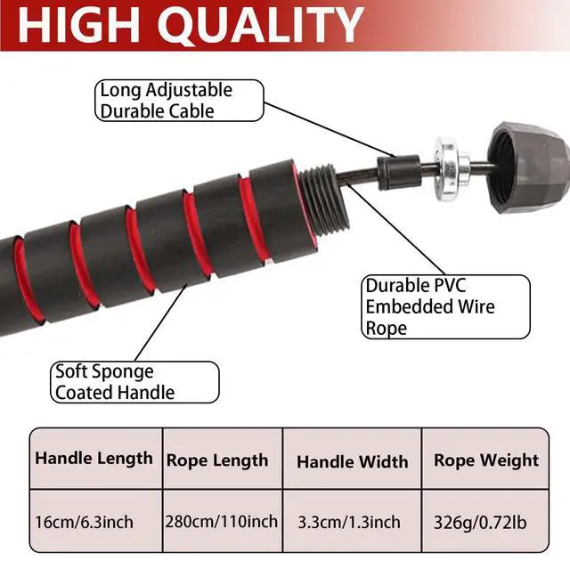 Alt view image 3 of 5 - Adjustable Weighted Jump Rope, 9ft Long Tangle-Free Rapid Speed Jumprope for Exercise Calisthenics Fitness Jumping Skipping Double Dutch Boxing Crossfit, Workout Stuff for Women Men Kids Adult