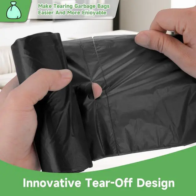 Alt view image 4 of 7 - Small Trash-Bag 3 Gallon - Compostable Black Unscented Garbage Bags Super Tough Disposable Wastebasket Liners for Kitchen Countertop, Bathroom, Office Small Bins