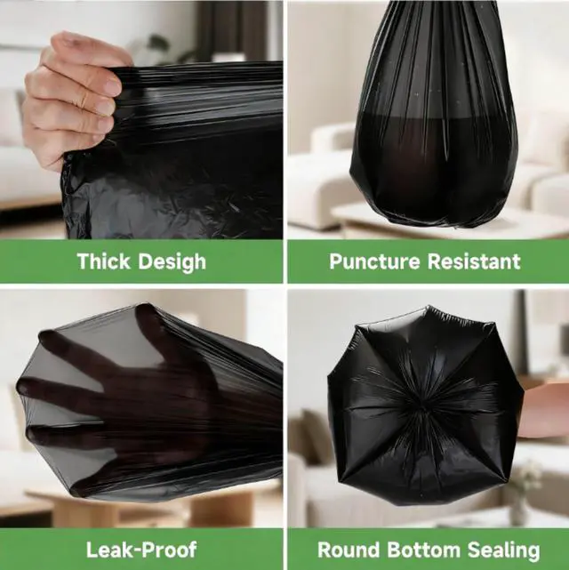 Alt view image 5 of 7 - Small Trash-Bag 3 Gallon - Compostable Black Unscented Garbage Bags Super Tough Disposable Wastebasket Liners for Kitchen Countertop, Bathroom, Office Small Bins