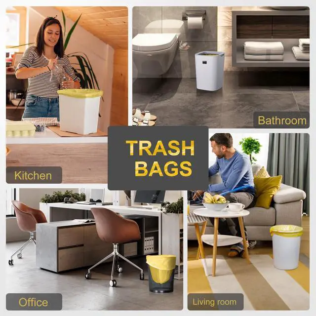 Alt view image 6 of 6 - 4-6 Gallon Gold Small Trash Bags 4 Gallon up to 6 Gallon Strong Garbage Bags Strong Disposable, Unscented Leak-proof Trash Bags for Cars Boat Office Bathroom Bedroom Kitchen Waste Basket Liner