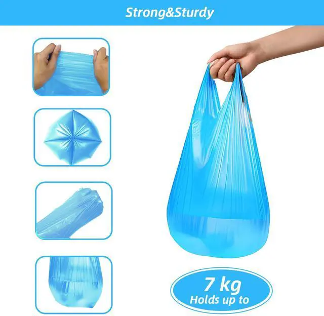 Alt view image 3 of 5 - 5Rolls 4Gallon Portable Trash Bags,Thicken Small Garbage Bags for Office,Bedroom,Kitchen Waste Bin(150Counts,Blue)