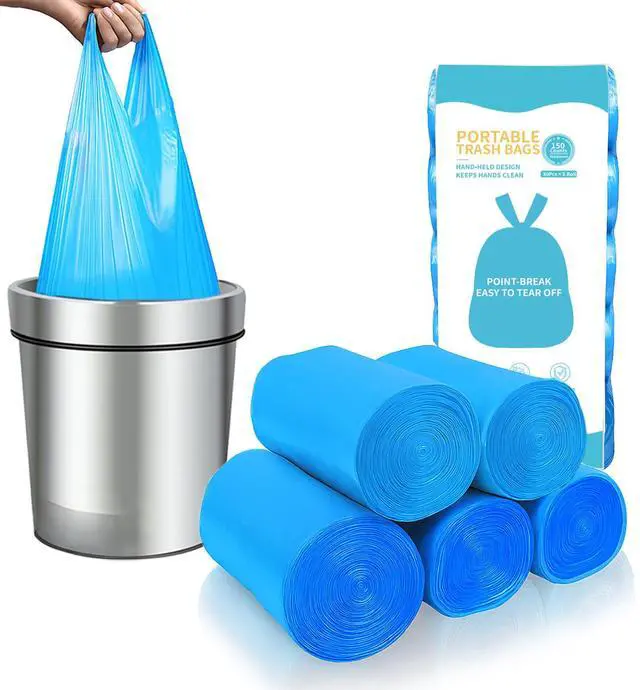 Main image of 5Rolls 4Gallon Portable Trash Bags,Thicken Small Garbage Bags for Office,Bedroom,Kitchen Waste Bin(150Counts,Blue)