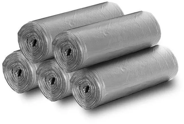Main image of 5 Rolls Small Trash Garbage Bags, 4 Gallon Strong Thin Material Disposable Kitchen Garbage Bags, Durable Plastic Trash Bags for Office Home Bedroom Garden Waste Bin, 100 Counts (Silver)