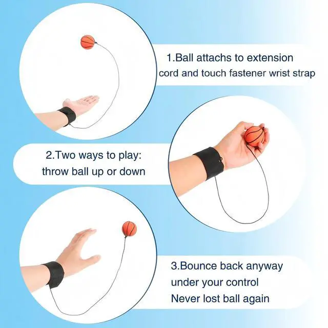 Alt view image 7 of 7 - 6 Pcs Wrist Return Ball on a String 1.85 Inch Rebound Sport Balls with Elastic Strap Soccer Basketball Baseball Practice Party Favors Wrist Exercise and Fun Play for Kids Adults